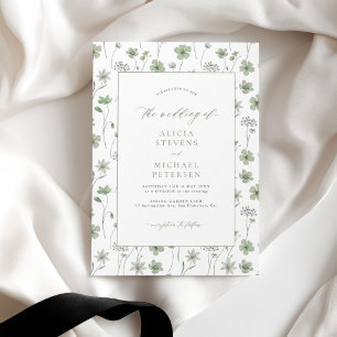 Wildblumengarten Salbeigrüne Blumenhochzeit Einladung