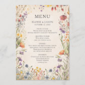 Wildblumengarten-Schickes Hochzeitsmenü Menükarte (Vorderseite)