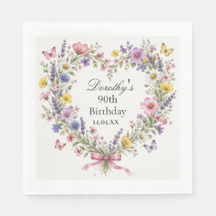 Wildblumenherz Botanisch 90. Geburtstag Serviette