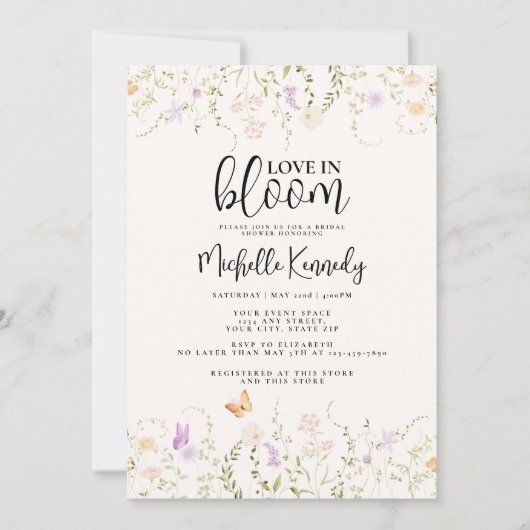 Wildblumenliebe in voller Blüte - Brautparty  Einladung (Vorderseite)