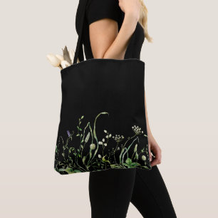Wildblumenrand auf Schwarz Tasche