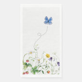 Wildblumenrand mit einem blauen Schmetterling Serviette (Vorderseite)