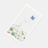 Wildblumenrand mit einem blauen Schmetterling Serviette (Ecke)