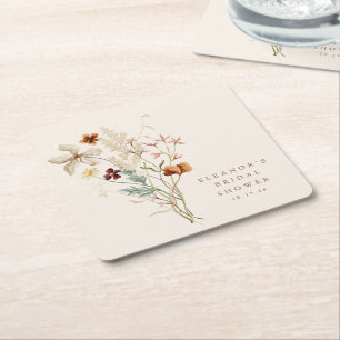 Wildblumenstrauß Creme Vintage Brautparty Rechteckiger Pappuntersetzer