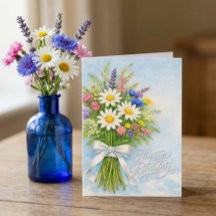Wildblumenstrauß Glücklicher Geburtstag Grußkarte