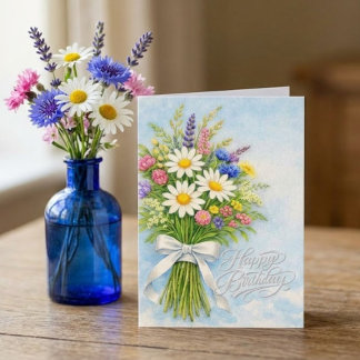 Wildblumenstrauß Glücklicher Geburtstag Grußkarte Karte