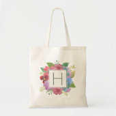 Wildblumenstrauß-Monogramm Tragetasche (Vorne)