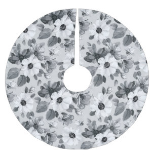 Wildblumenstrauß Wasserfarbe Vintage-Illustration Polyester Weihnachtsbaumdecke