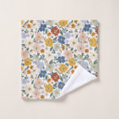 Wildblumenwiese Boho-Muster Badhandtuch Set (Waschlappen)