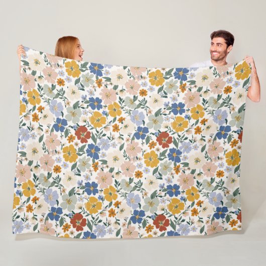 Wildblumenwiese Boho-Muster Fleecedecke (Beispiel)