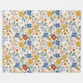 Wildblumenwiese Boho-Muster Fleecedecke (Vorderseite (Horizontal))