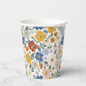 Wildblumenwiese Boho-Muster Pappbecher (Rückseite)