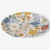 Wildblumenwiese Boho-Muster Pappteller (Schrägansicht)