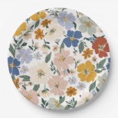 Wildblumenwiese Boho-Muster Pappteller (Vorderseite)