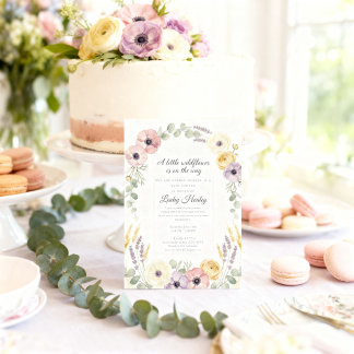 Wildblumenwiese Botanische Blumen Baby Shower  Einladung