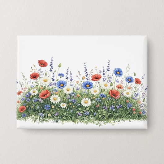 Wildblumenwiese botanischer Garten Blumen Button (Vorderseite)