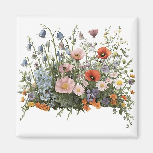 Wildblumenwiese botanischer Garten Blumen Magnet (Vorne)