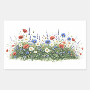 Wildblumenwiese botanischer Garten Blumen Rechteckiger Aufkleber