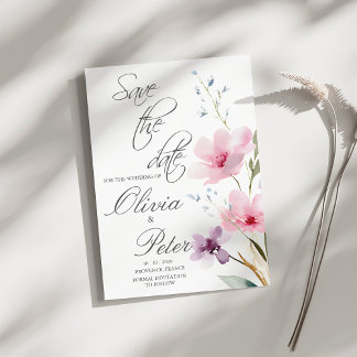 Wildblumenwiese Foto Terminankündigung zur Hochzei Einladung