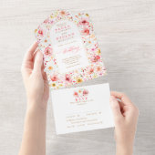 Wildblumenwiese Garten Blumenbogen Hochzeit All In One Einladung (Abreißtisch)