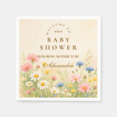 Wildblumenwiese Gold Baby Shower Serviette (Vorderseite)