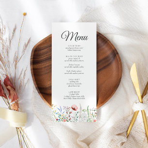 Wildblumenwiese Hochzeitsmenü Menükarte