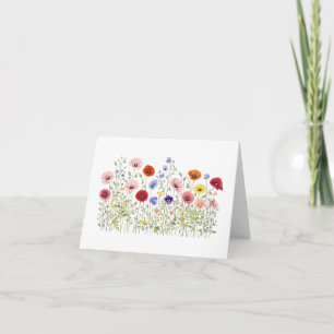 Wildblumenwiese mit natürlichen Wasserfarbenblüten Dankeskarte