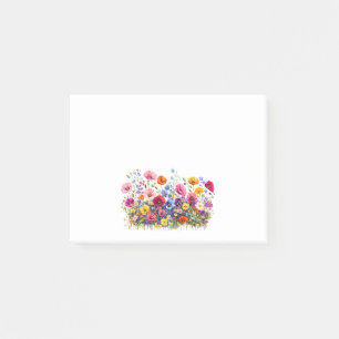Wildblumenwiese mit natürlichen Wasserfarbenblüten Post-it Klebezettel