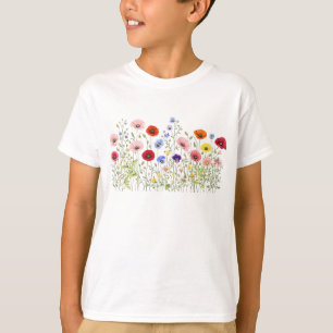 Wildblumenwiese mit natürlichen Wasserfarbenblüten T-Shirt