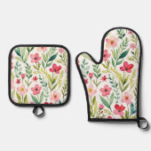 Wildblumenwiese Ofenhandschuh & Topflappen-Set (Vorderseite)