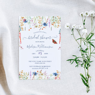 Wildblumenwiese & Schmetterling  Brautparty Einladung