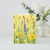 Wildblumenwiese Sommer Muster Postkarte (Stehend Vorderseite)