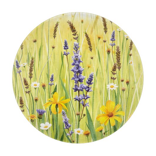 Wildblumenwiese Sommer Muster Schneidebrett (Vorderseite)