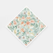 Wildblumenwiese Wasserfarbe Blau Blumenmuster Serviette (Ecke)