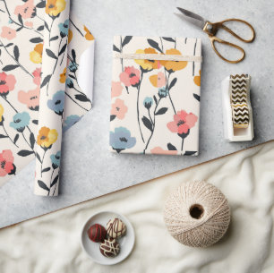 Wildblumenwiese, Wasserfarbe Boho Wildblumen, vor Geschenkpapier