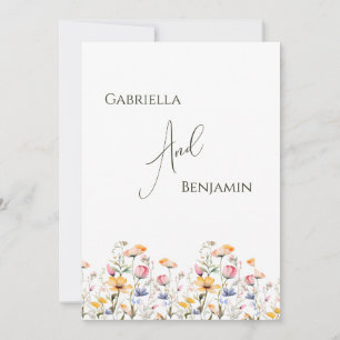 Wildblumenwiese Wasserfarbe Doppelseitige Hochzeit Einladung