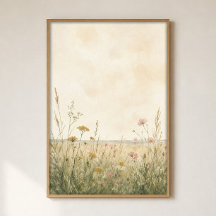Wildblumenwiese Wasserfarben Cottagecore Poster