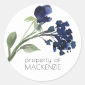 Wildblüte | Classic Blue Bohemisch Blume Custom Runder Aufkleber (Vorderseite)