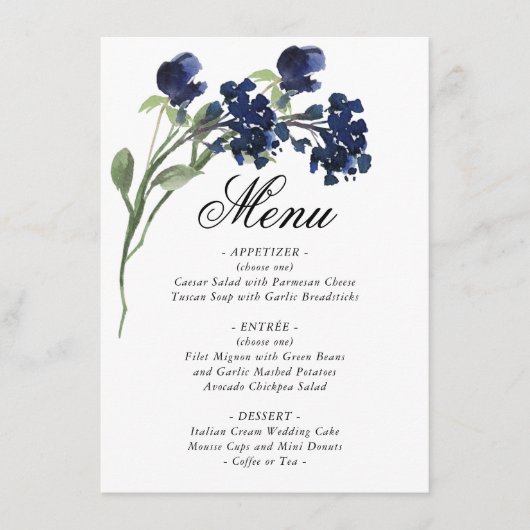 Wildblüte | Classic Blue Bohemisch Garden Blume Menükarte (Vorderseite)