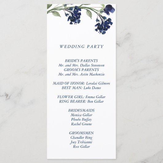 Wildblüte | Classic Blue Bohemisch Garden Zeremoni Programm (Rückseite)