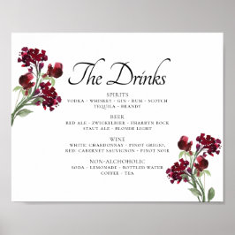 Wildblüte | Crimson Red Bohemisch Blume Drink Menu Poster