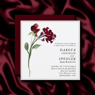 Wildblüte   Crimson Red Bohemisch Blume Wedding Einladung