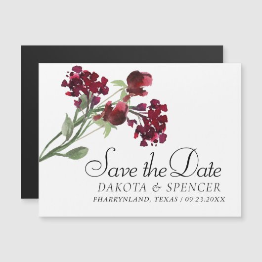 Wildblüte | Crimson Red Save the Date Bohemisch Magneteinladung (Vorne/Hinten)