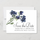 Wildblüte | Klassisches Blau Save the Date Bohemis Magneteinladung (Vorderseite)