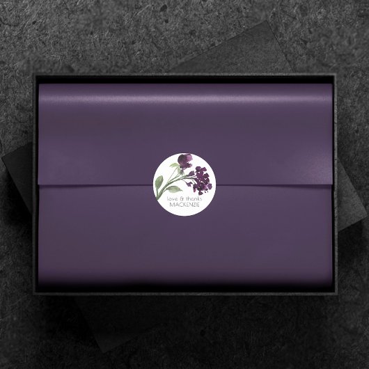 Wildblüte | Lila Bohemische Blume Runder Aufkleber