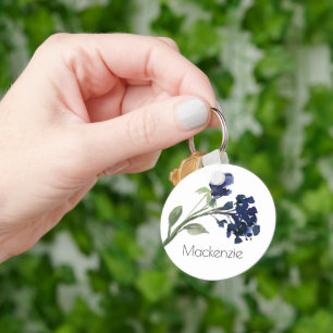 Wildblüte   Navy Blue Bohemisch Blume Custom Schlüsselanhänger