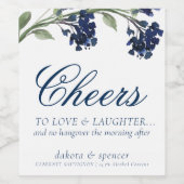 Wildblüte | Navy Blue Bohemische Anrufe zur Liebe Weinetikett (Einzelnes Label)