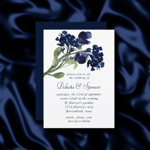 Wildblüte   Navy Blue Bohemische Blume Einladung