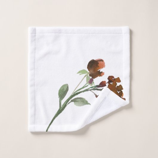 Wildblüte | Terracotta Orange Bohemisch Badhandtuch Set (Waschlappen)