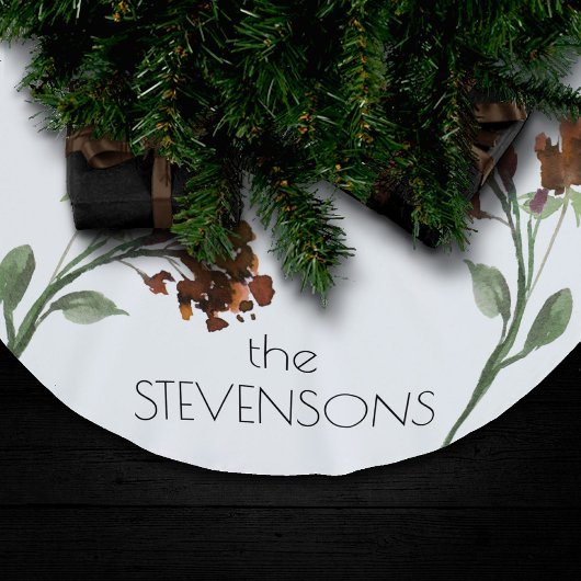 Wildblüte | Terracotta Orange Bohemisch Polyester Weihnachtsbaumdecke